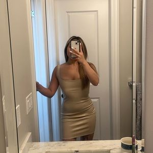 m boutique nude latex mini dress